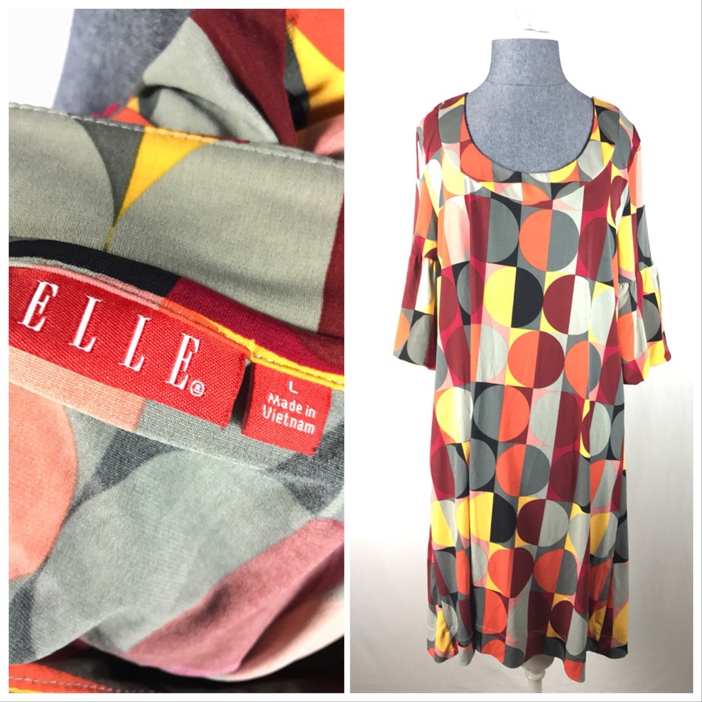 Elle Women's Size L Multicolored Geometric Shift w